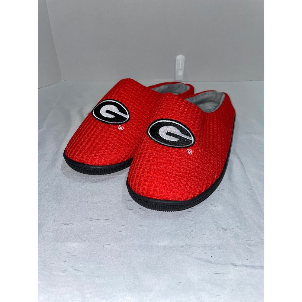 FOCO‎ Georgia Bulldogs Slippers Red Waffle Knit Plush Lining Womens Size M 9-10